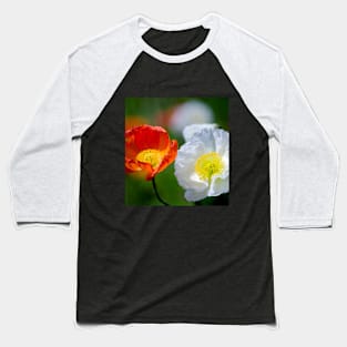 Beautiful poppy flowers close up Baseball T-Shirt